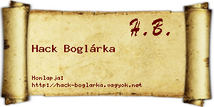 Hack Boglárka névjegykártya
